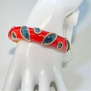 Vintage Original by Robert Red & Blue Enamel Hinged Bracelet